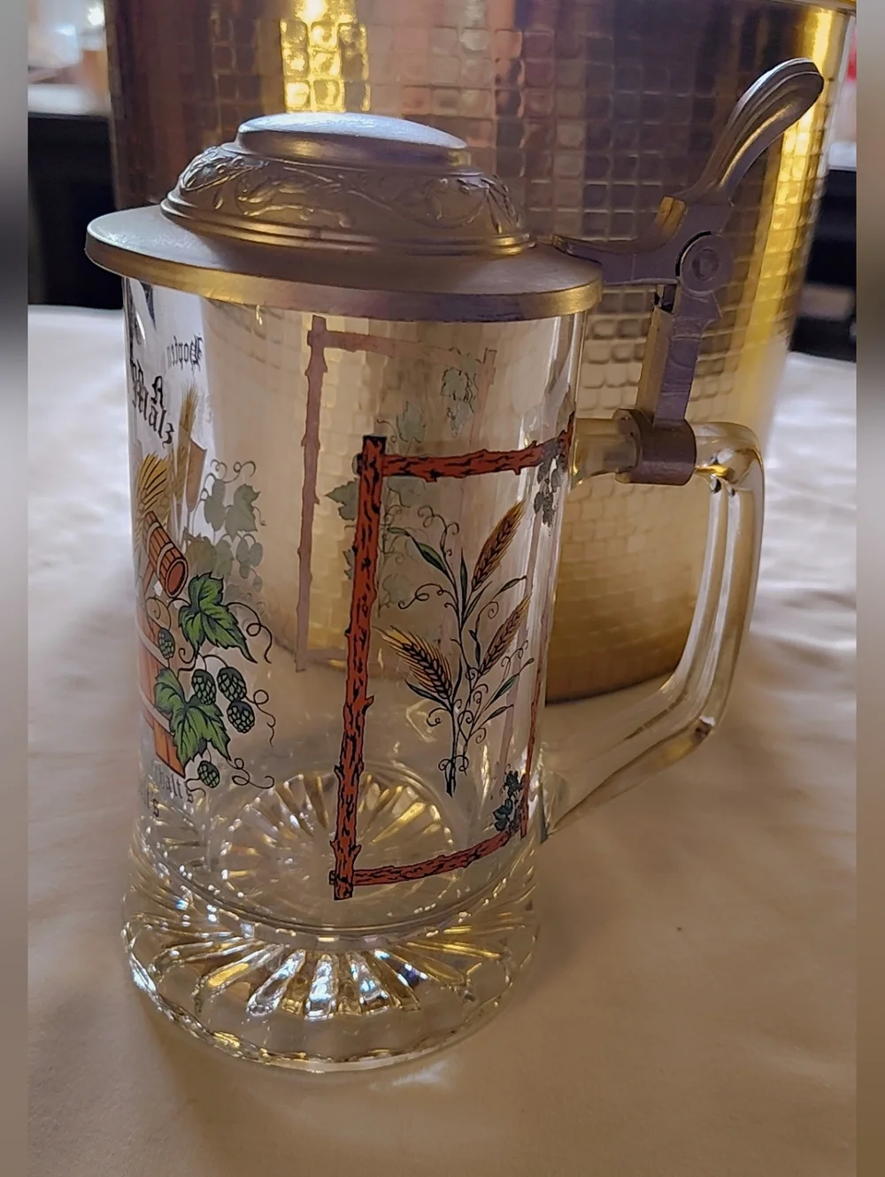 NWOT German Glass Beer Stein 